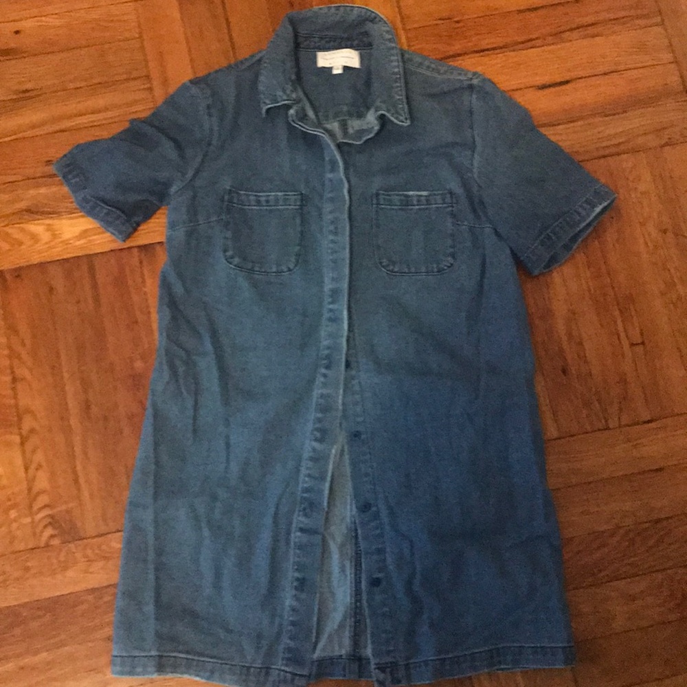 Denim button down shift dress